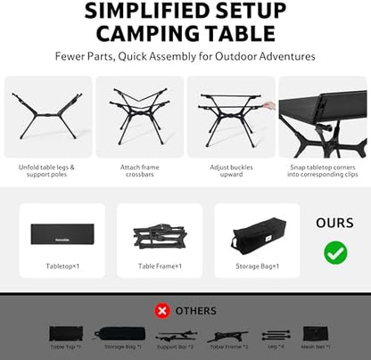 Naturehike YL01 Portable Camping Table, Lightweight Folding Backpacking Table for Hiking, Tailgating, Picnics, Beach, Travel