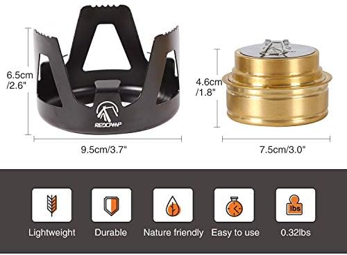 REDCAMP Mini Alcohol Stove Camping for Backpacking, Black