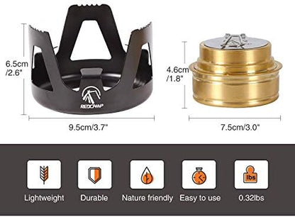 REDCAMP Mini Alcohol Stove Camping for Backpacking, Black