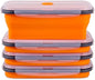 Collapsible Food Storage Containers with Airtight Lid & Vent, 40.5 oz, Kitchen Stacking Silicone Collapsible Meal Prep Container Set for Leftover, Microwave Freezer Dishwasher Safe, Orange, Set of 4