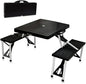 Picnic TIME Portable Folding Picnic Table with Seats for 4, Collapsible Aluminum Table with Benches & Umbrella Hole, Lightweight Foldable Table for Camping, Travel, Backyard, Tailgating