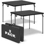 34" Square Folding Table for 4 Person, 330lbs Weight Capacity Foldable Table with HDPE Tabletop & Heavy-Duty Steel Legs, Large Portable Picnic Table for Indoor Outdoor Parties, Camping, Black, 2 Pack