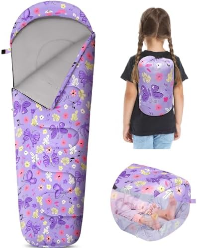 FIOBEE Kids Sleeping Bag 3 Season Camping Sleeping Bags for Girls Toddler