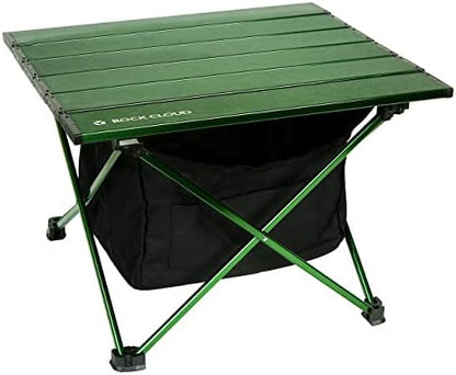 ROCK CLOUD Portable Camping Table Ultralight Aluminum Camp Table with Storage Bag Folding Beach Table for Camping Hiking Backpacking Outdoor Picnic, Green