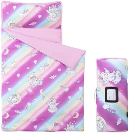 MORAIS Toddler Nap Mat with Pillow and Blanket, 52" x 20" Lightweight and Soft Nap Mat for Preschool, Daycare, Travel Sleeping Bags