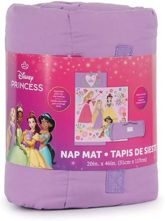Jay Franco Kids Nap Mat with Embedded Pillow & Blanket – Soft 46"x20" Microfiber Sleeping Bag with Name Tag & Handle