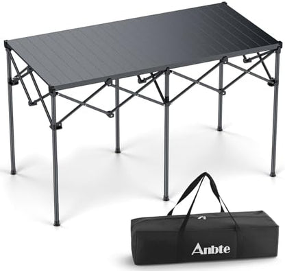 Anbte Heavy-Duty Roll Up Camping Table, Support 264 lbs, 48” x 24”, Black