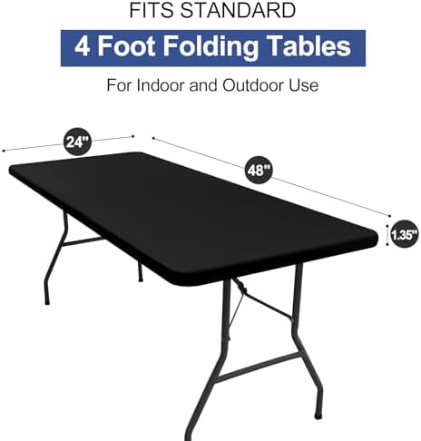 homing Rectangle Table Cloth Cover 4 Foot Black Elastic Fitted Tablecloth