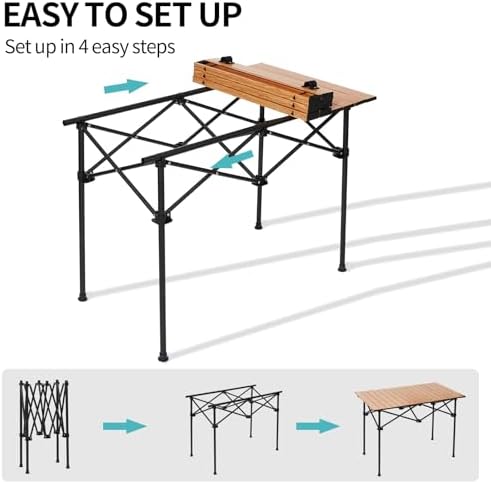 SHANQUAN Camping Table Roll up Table, Fold up Lightweight Compact, 2-4 Person Portable Roll up Aluminum Table with Carry Bag for Outdoor, Camping, Picnic, Backyards, BBQ
