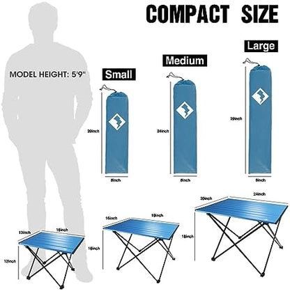 VILLEY Portable Camping Side Table, Ultralight Aluminum Folding Beach Table