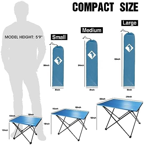 VILLEY Portable Camping Side Table, Ultralight Aluminum Folding Beach Table