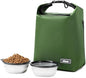 Dog Food Travel Bag with 2PCS Collapsible Dog Travel Bowls Air Tight Dog Food Storage Container(Green, Small)