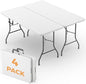 6FT Folding Table 4 Pack, Heavy Duty Fold in Half Plastic Tables with Carry Handle, Portable Indoor Outdoor Utility Table for Party, Picnic, Camping, Banquet, Wedding, RV Travel