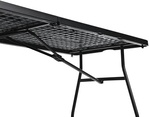 Amazon Basics Heavy Duty Portable Folding Table, 6 ft, Indoor & Outdoor, Fold-in-Half Design with Carrying Handle, for Events, Easy Folding and Storage, Black