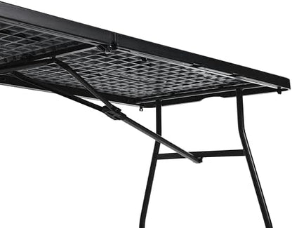 Amazon Basics Heavy Duty Portable Folding Table, 6 ft, Indoor & Outdoor, Fold-in-Half Design with Carrying Handle, for Events, Easy Folding and Storage, Black