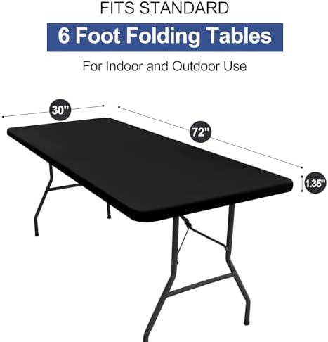 homing Rectangle Table Cloth Cover 6 Foot Black Elastic Fitted Tablecloth