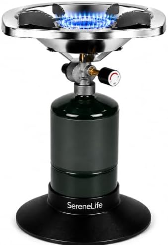 Portable Propane Camping Stove 10,000 BTU Single Burner, Compact Outdoor Cooking Stove for Backpacking & Camp Use, Easy Setup, Stable Base, Small Cooking Stove, Fuel Tank Not Included