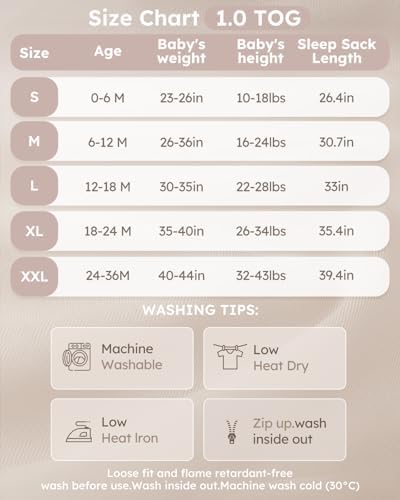 Yoofoss Baby Sleep Sack 24-36 Months Rayon Made from Bamboo 1.0 Tog