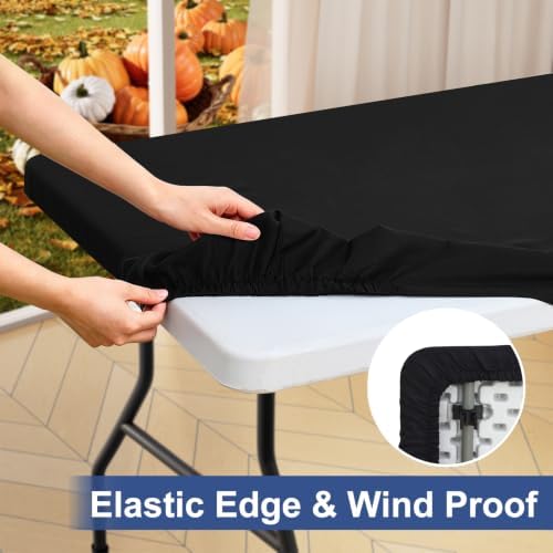homing Rectangle Table Cloth Cover 6 Foot Black Elastic Fitted Tablecloth