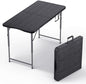 4 Feet Foldable Table Adjustable Height with Built in Handle, Steel Legs | 4FT Heavy Duty Portable | Perfect for Party Dining Wedding Events Picnic Indoor Outdoor Camping Utility Folding - 4 Foot