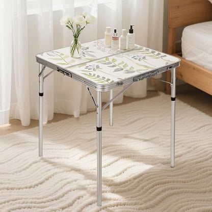 RedSwing 2ft Square Portable Camping Table, Adjustable Height Aluminum Foldable Table with Carry Handle, Lightweight Outdoor Indoor Picnic Samll Card Table for Camping, BBQ, Beach, Hiking
