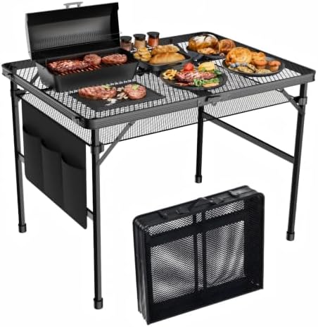 WildFinder Folding Grill Table, 3x2 FT Portable Camping Table, Foldable