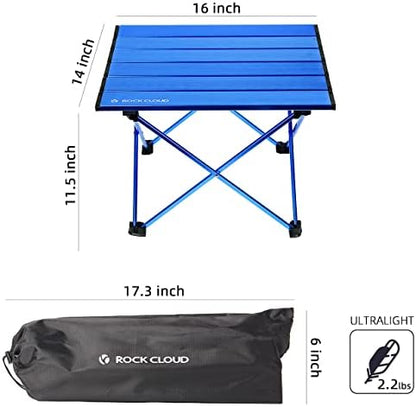 ROCK CLOUD Portable Camping Table Ultralight Aluminum Folding Beach Table Camp for Camping Hiking Backpacking Outdoor Picnic, Blue