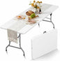 Folding Table Picnic Table, 8 ft Camping Table with Handle and Safety Locks