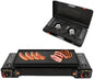 2 Burners Burner Butane Stove, Portable Camping Stove Kit with Baking Tray & Portable Case, Outdoor Travel Camp Stove for Camping, BBQ, Home