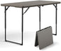 Folding Table, 4FT Foldable Picnic Table with Adjustable Height, Heavy Duty Fold-in-Half Portable Table for Weddings, Camping, RV Travel, Parties, BBQs, and Indoor Use, Easy to Fold and Store, Khaki