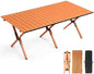 Suzile 1 Pack 4FT Folding Camping Table, Roll Up Portable Camp Table with Carry Bag, Low Collapsible Lightweight Aluminum Outdoor for Camping, Picnic, Beach, Patio, Kitchen (Nut Brown)