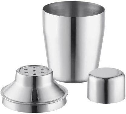 3-Piece Cobbler Cocktail Shaker, 6 oz, Stainless Steel, Silver, Dishwasher Safe, Built-in Strainer