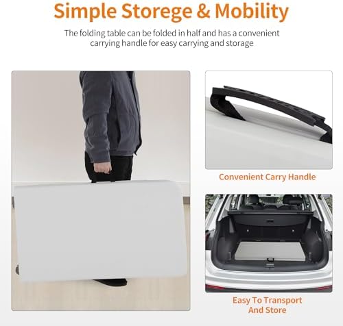 BestOffice | 8FT Folding Table | White | Portable Plastic Table