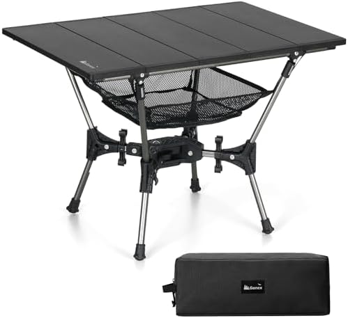 Gonex Foldable Camping Table, Portable Aluminum Roll Up Top Camp Side Table