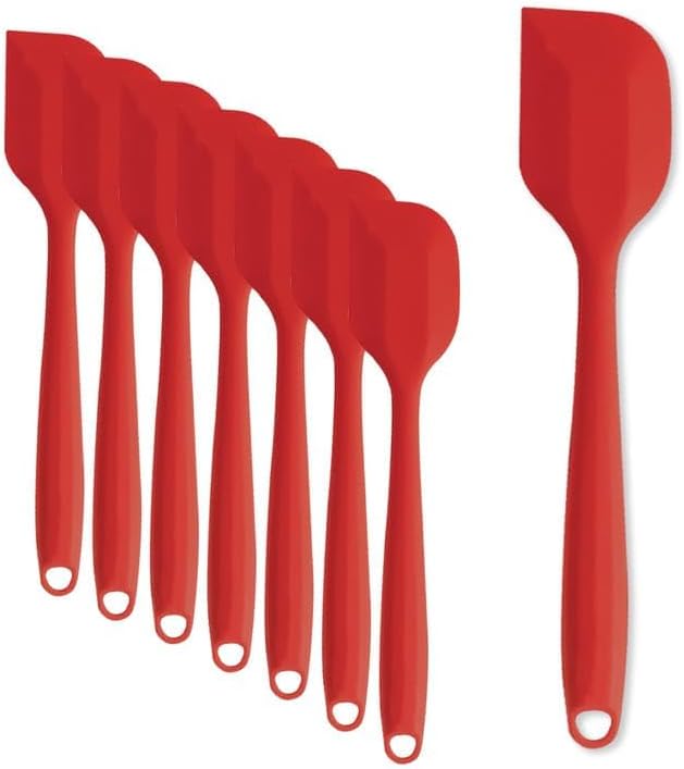 8 Pieces Silicone Spatulas, 8.3 inch Small Spatulas Non-stick Heat-Resistant Non-stick with Stainless Steel Core For Cake Cream Cooking Gadget (Red)