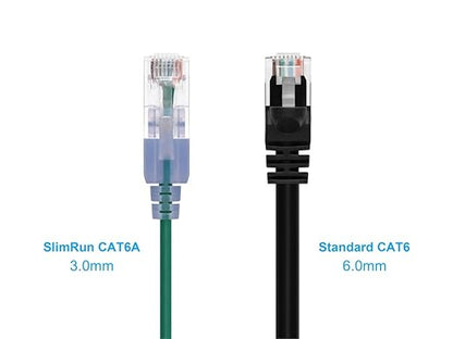 Monoprice Cat6A 14ft Green 10-Pk Patch Cable UTP 30AWG 10G Pure Bare Copper Snagless RJ45 SlimRun Series Ethernet Cable