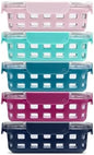 Ello Duraglass 3.4 Cup Glass Meal Prep Containers, 10 Pc, 5 Pack, Orchard