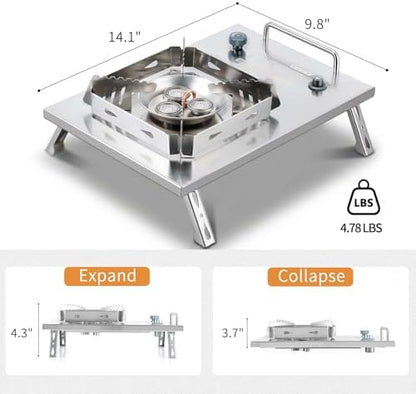 Camping Stove, Portable Foldable Stainless Steel Windproof Gas Stove with Electronic Ignition, Adjustable Flame, 25591 BTU Output, Includes Carry Bag, for IGT Table, Outdoor, Camping & Party Cooking