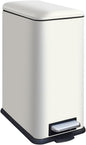 Kitchen Rubbish Bin, 30 L, Narrow Pedal Bin with Lid, Stainless Steel Kitchen Rubbish Bin with Inner Bucket, Rectangular Waste Bin for Kitchen, Bathroom, Bedroom, Office, White