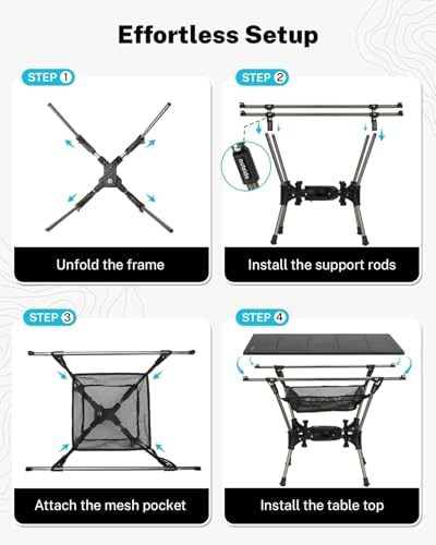 Gonex Foldable Camping Table, Portable Aluminum Roll Up Top Camp Side Table