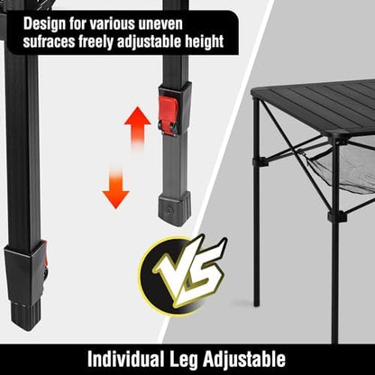 VILLEY Folding Camping Square Table, Portable Aluminum Table, Medium