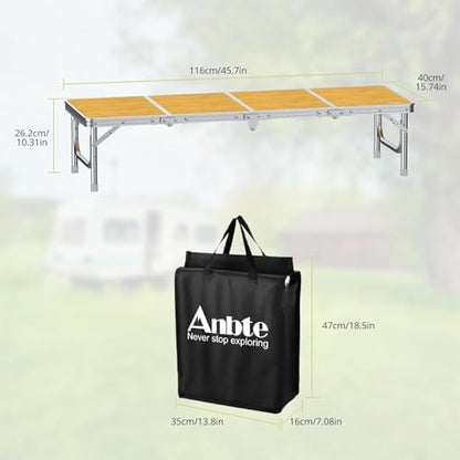 Anbte 4ft Low Folding Picnic Table with Storage Bag, 10.3" Height, Yellow