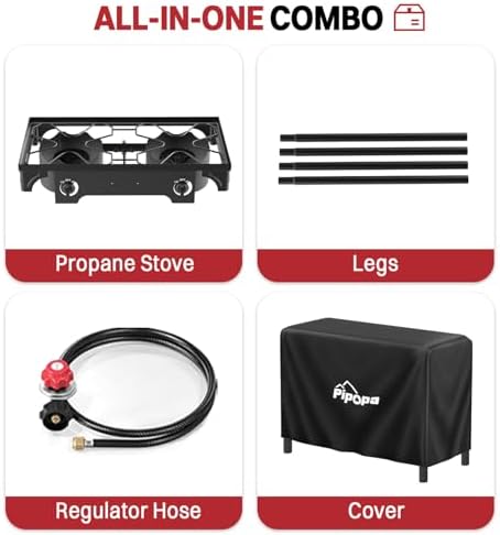 2 Burner Propane Camp Stove | 150,000 BTU | High Pressure Gas Burners