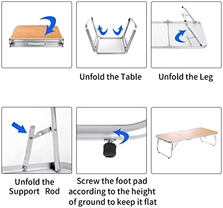 Moosinily Mini Small Camping Table 3FT Folding Picnic Table Foldable Low Camp Table Portable Short Aluminum Outdoor Short Floor Beach BBQ Yellow 35.2×15.7 inch