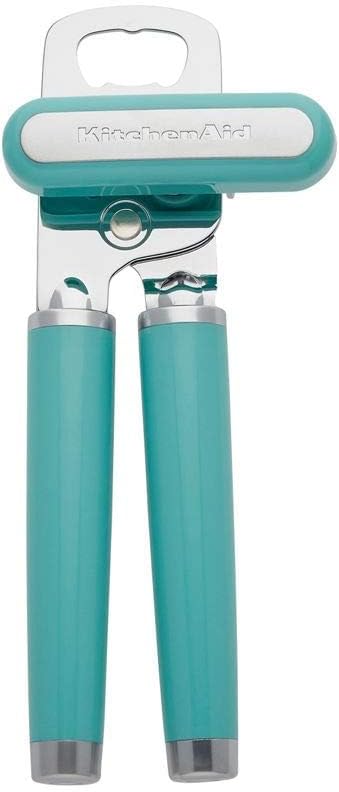 KitchenAid Classic Multifunction Can Opener and Bottle Opener Easy to Use, Razor Sharp Stainless Steel Cutting Wheel, Soft Ergonomic Handles, Aqua Sky