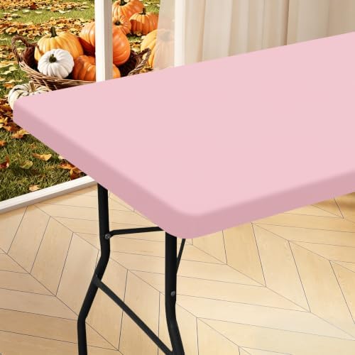 homing Rectangle Table Cloth Cover 4 Foot Pink Elastic Fitted Tablecloth