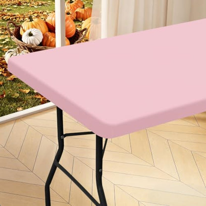 homing Rectangle Table Cloth Cover 4 Foot Pink Elastic Fitted Tablecloth
