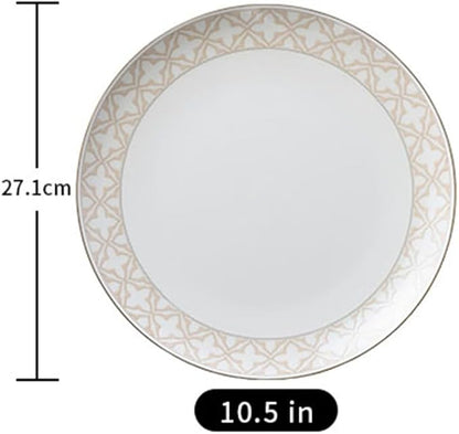 Bone China Dinner Plate Simple plain Smooth Classic pattern 10.5 inches