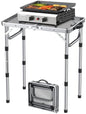 2ft Folding Grill Table 23''x16'', 3 Adjustable Heights Max 27.5'', Silver
