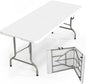 Bonnlo Folding Table 6ft, Portable Collapsible Plastic White Long Tables for Party, Camping, Banquet, Craft, Dining, Wedding, Outdoor and Indoor Use